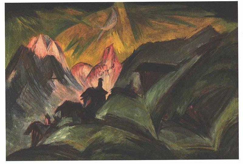Ernst Ludwig Kirchner Stafelalp at moon light France oil painting art